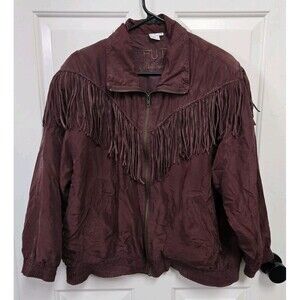 VINTAGE FUDA INTERNATIONAL SILK JACKET WITH FRINGE Petite M
